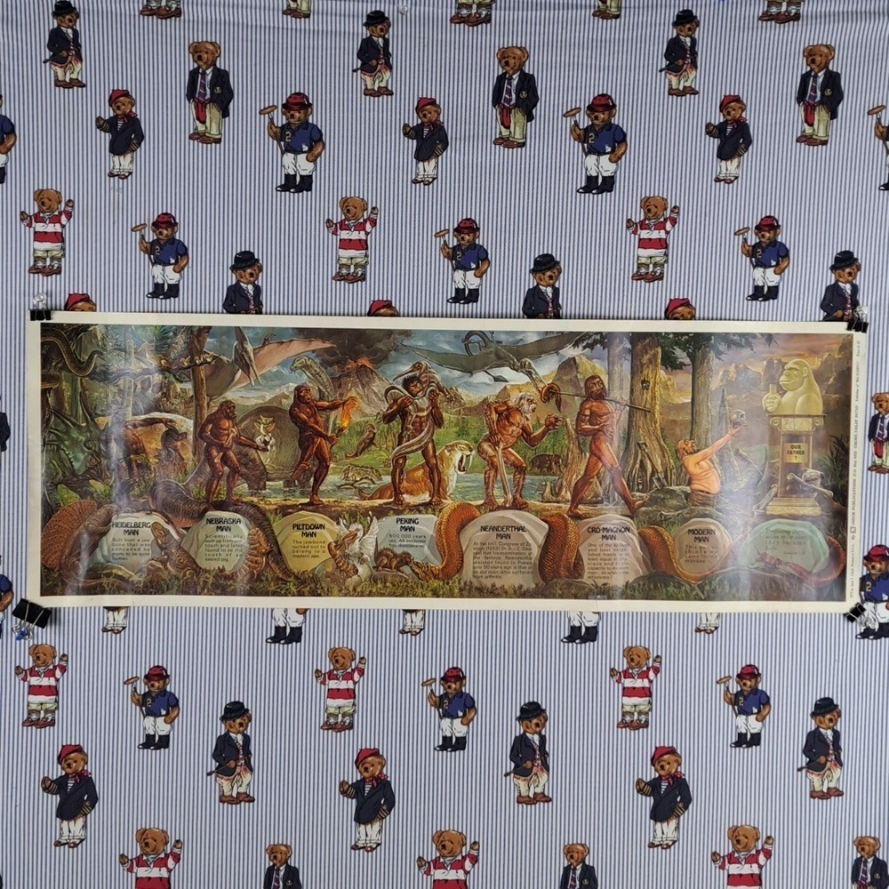 Rare 1973 Big Daddy by Jack T. Chick Evolution of our Father funny art poster